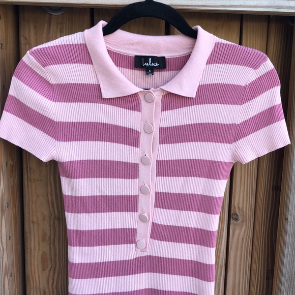 NWOT - LULUS Ribbed Knit Polo Mini Dress - Picture 4 of 6